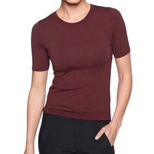 Athleta Maroon Renew Ribbed Tee Size S